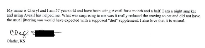 Cheryl 2 Avesil testimonial 1